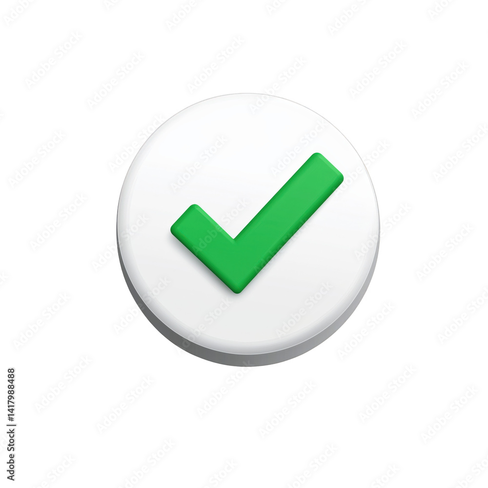 check mark icon, 3D cartoon. check mark icon, 3D cartoon.