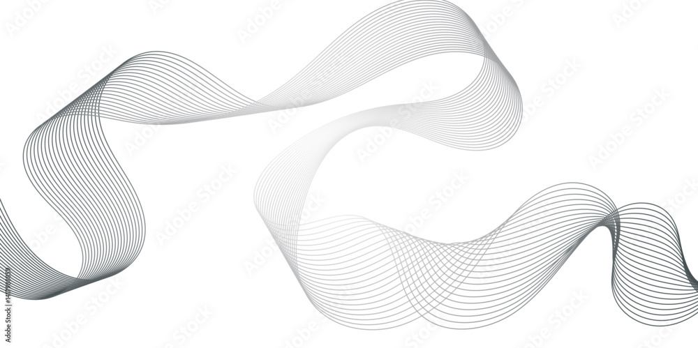 Fototapeta premium Geometric design used for parallel lines pattern and Digital landscape for presentations.Abstract White and black wavy lines and geometric design and modern grid background. background 