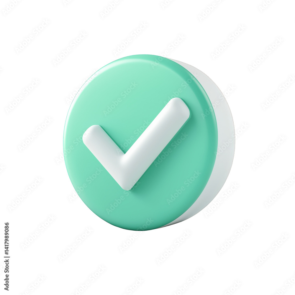 check mark icon, 3D cartoon. check mark icon, 3D cartoon.