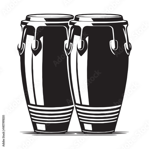 Expressive Congas silhouette, the essence of rhythmic music – Congas illustration – Congas vector – Musical instrument silhouette

