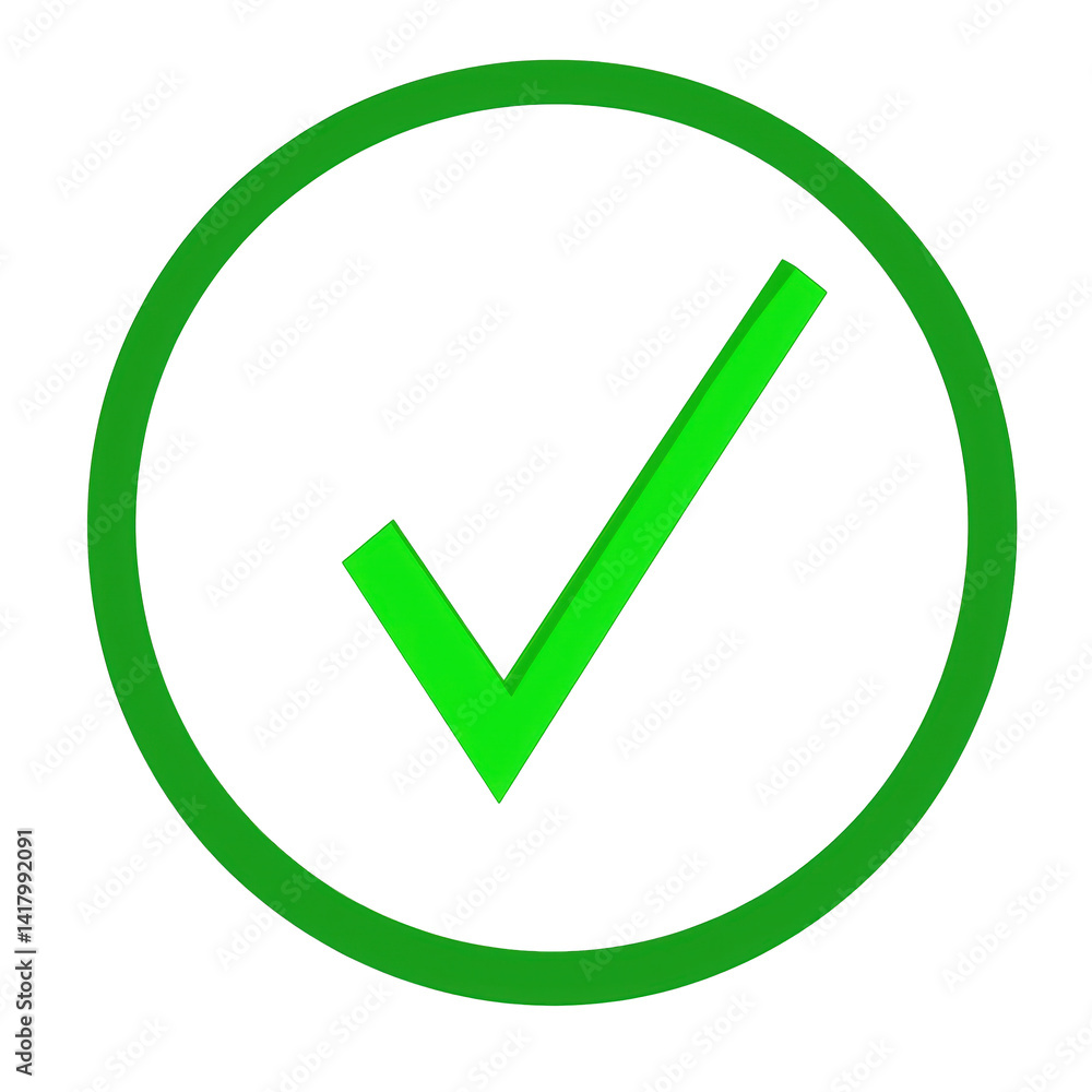 check mark icon, 3D cartoon. check mark icon, 3D cartoon.