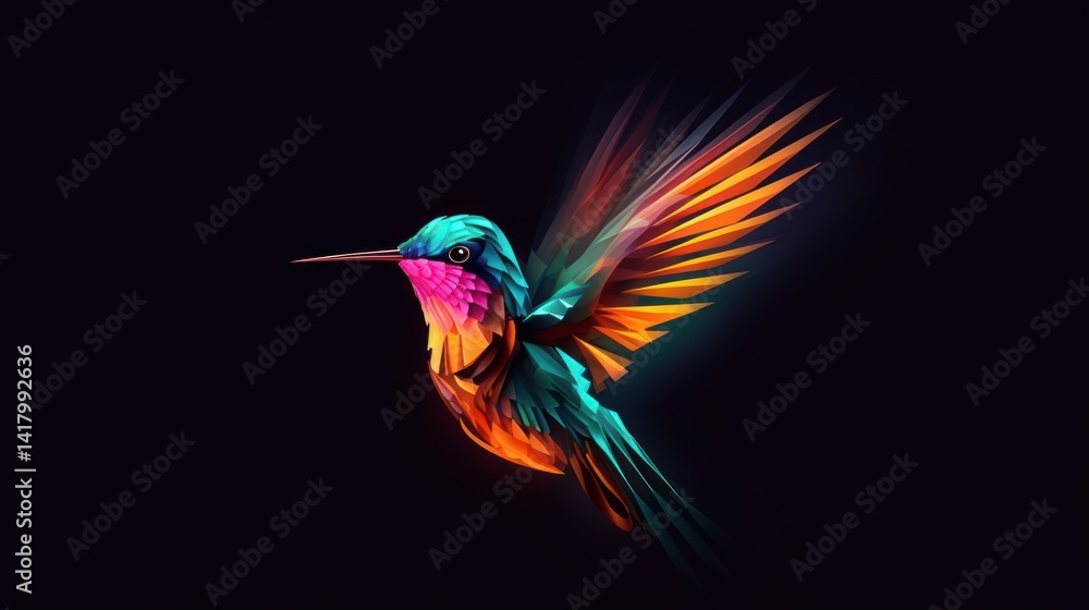 Obraz premium Colorful unique hummingbirds logo design template