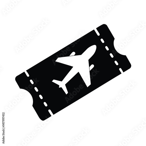 Air Ticket Stencil Icon Vector Illustration