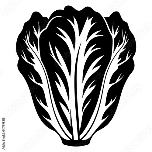 Stylized depiction of a head of bok choy in monochrome minimalist style