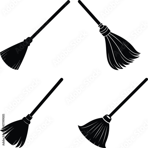 Broom Silhouette vector illustration