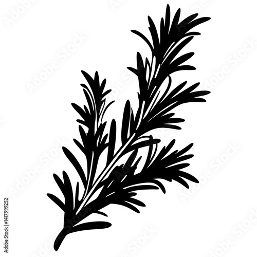 A stylized silhouette of a rosemary branch offering herbal aromatic beauty