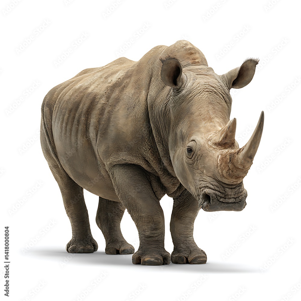 Fototapeta premium Rhino standing isolated on white background