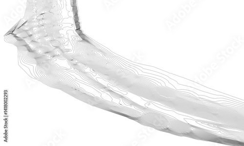 Obraz na płótnie A detailed topographical line art rendering showing elevations and contours w salonie
