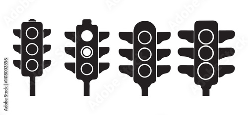 Traffic Light Silhouette Vector Illustration Collection with Multiple Styles