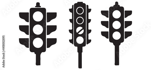 Traffic Light Vector Silhouettes Collection for Road and Street Design