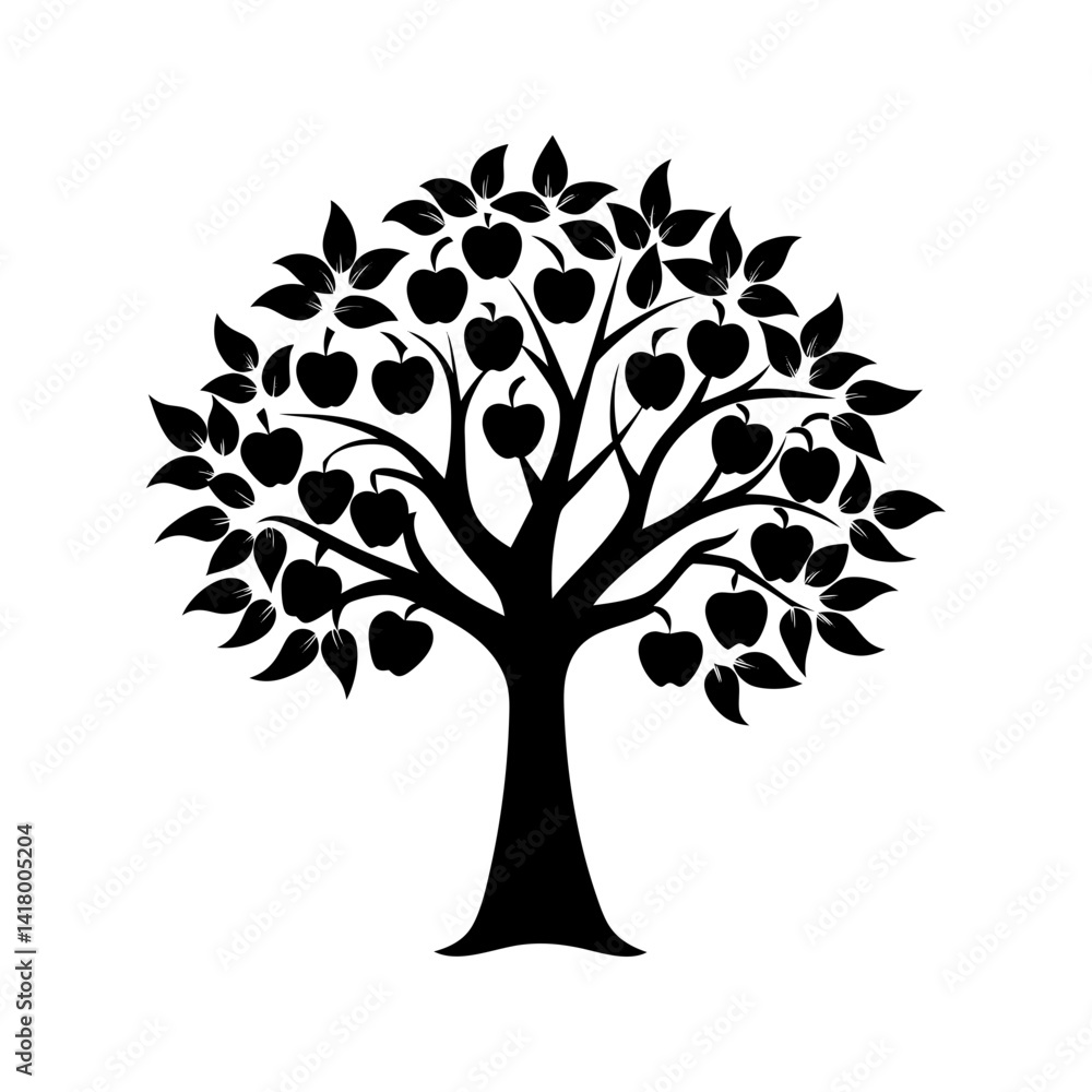 Obraz premium Apple Tree Silhouette vector illustration
