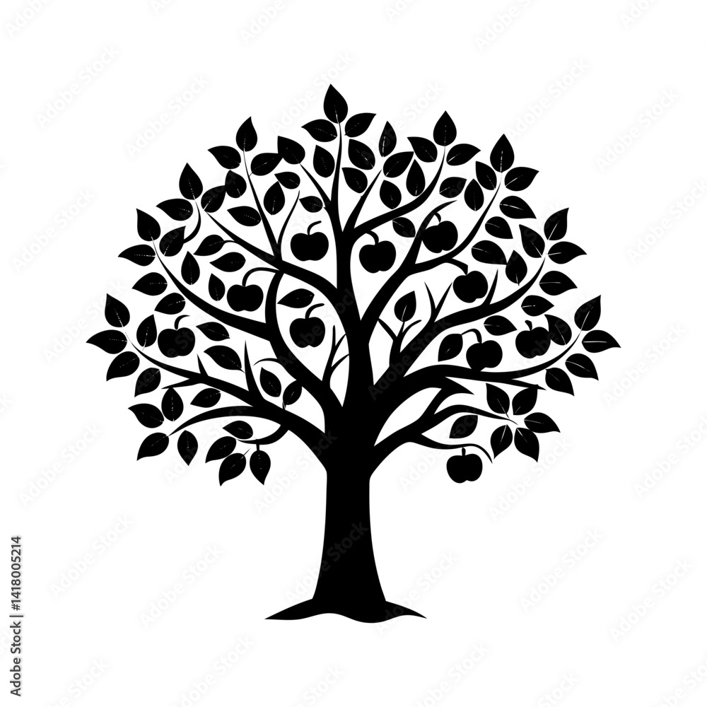 Obraz premium Apple Tree Silhouette vector illustration