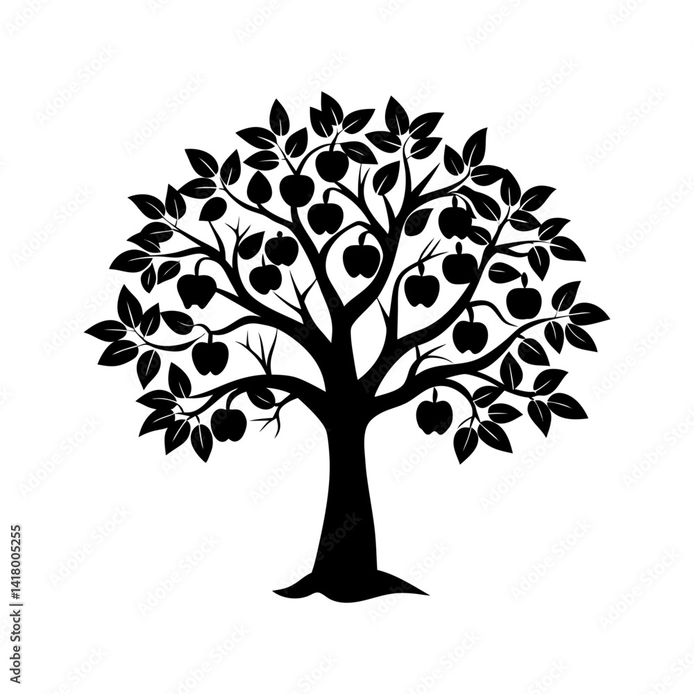 Obraz premium Apple Tree Silhouette vector illustration