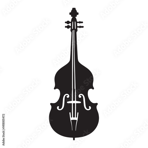 Upright Double Bass silhouette, standing tall in harmony – Double Bass illustration – Minimalist Double Bass vector – Musical instrument silhouette

