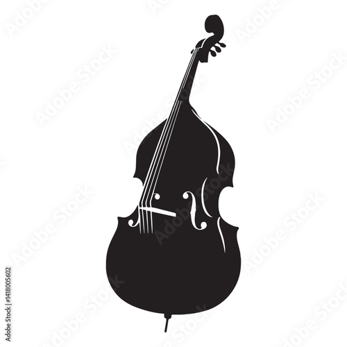 Elegant Double Bass silhouette, the heartbeat of the rhythm section – Double Bass illustration – Minimalist Double Bass vector – Musical instrument silhouette

