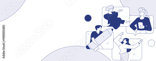 Flat vector illustration of business people operating work scene
