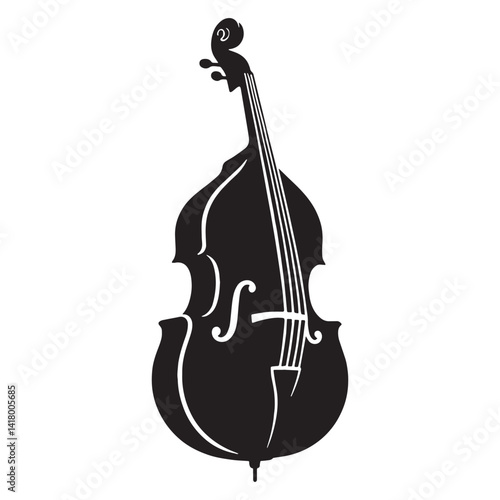 Towering Double Bass silhouette, the backbone of orchestral depth – Double Bass illustration – Minimalist Double Bass vector – Musical instrument silhouette

