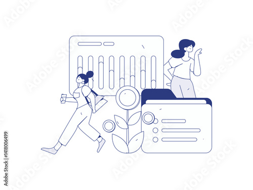 Flat vector illustration of business people operating work scene
