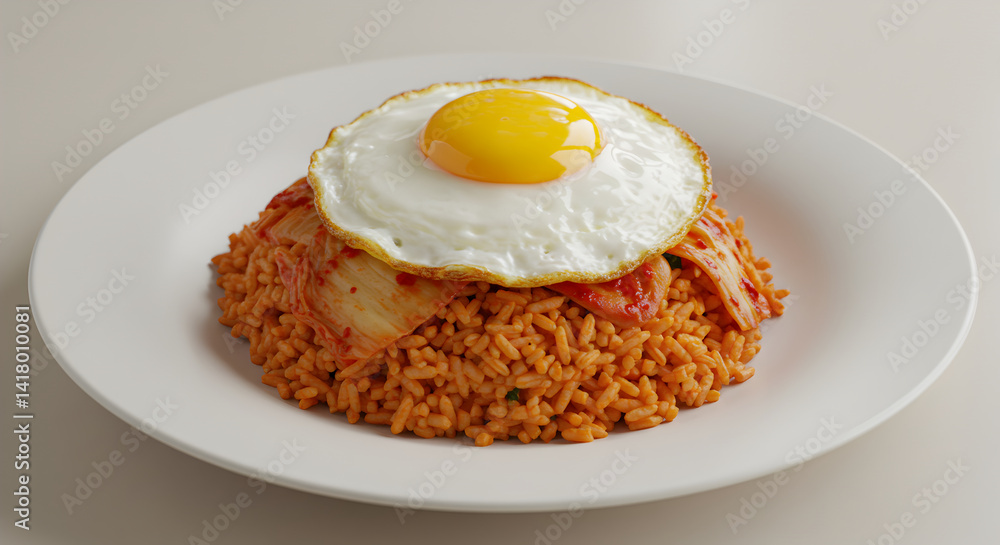 Delicious Kimchi Fried Rice Topped with Fried Egg Culinary Delight Delicious Kimchi Fried Rice Topped with Fried Egg Culinary Delight