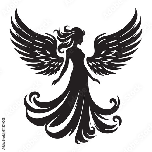 Majestic Angel Silhouette Vector Graphic Art Design Element