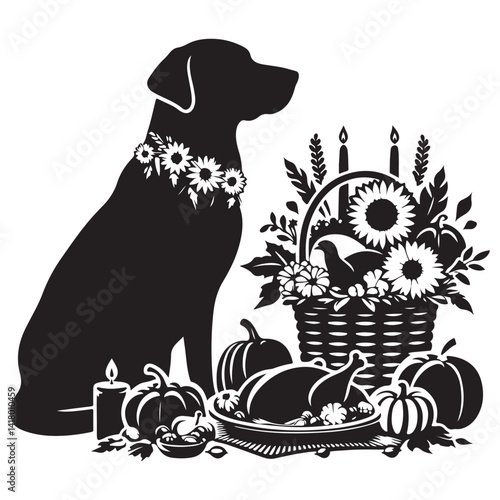 Thanksgiving Celebration with Dog Vector Art for Home Decorations