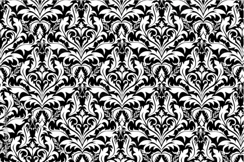 Seamless damask pattern black vintage