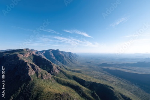 aerial view of rugged south african landscape with vast open plains and mountain ranges emphasizing natural serenity