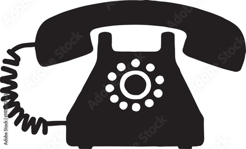 Telephone silhouette, telephone icon vector, vintage retro telephone silhouette vector