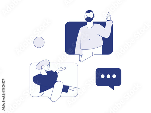 Flat vector illustration of business people operating work scene
