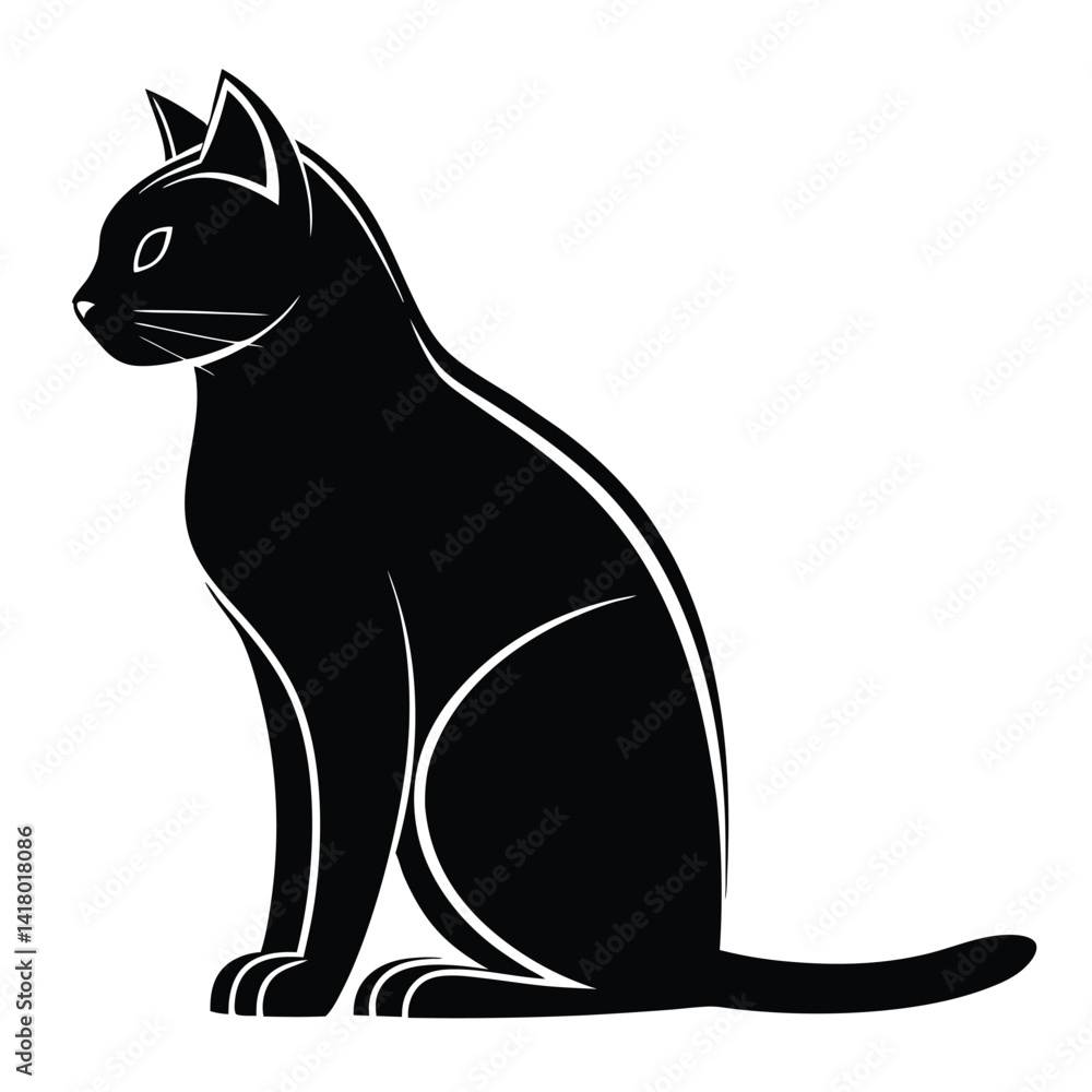 silhouette of a seated cat illustration silhouette of a seated cat illustration