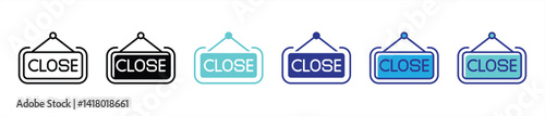 close icon set. close sign store outline stroke and different color style icon. vector illustration