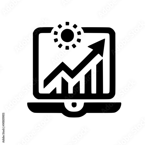 Stock Market Uptrend Icon – Black and White SVG Vector with Rising Arrow Symbol