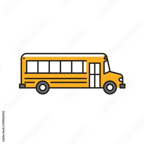 Yellow school bus illustration in a minimalist style  