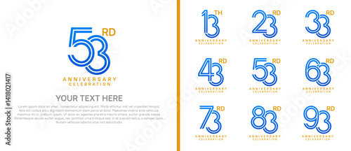 logo anniversary set.  blue color on white background for special event