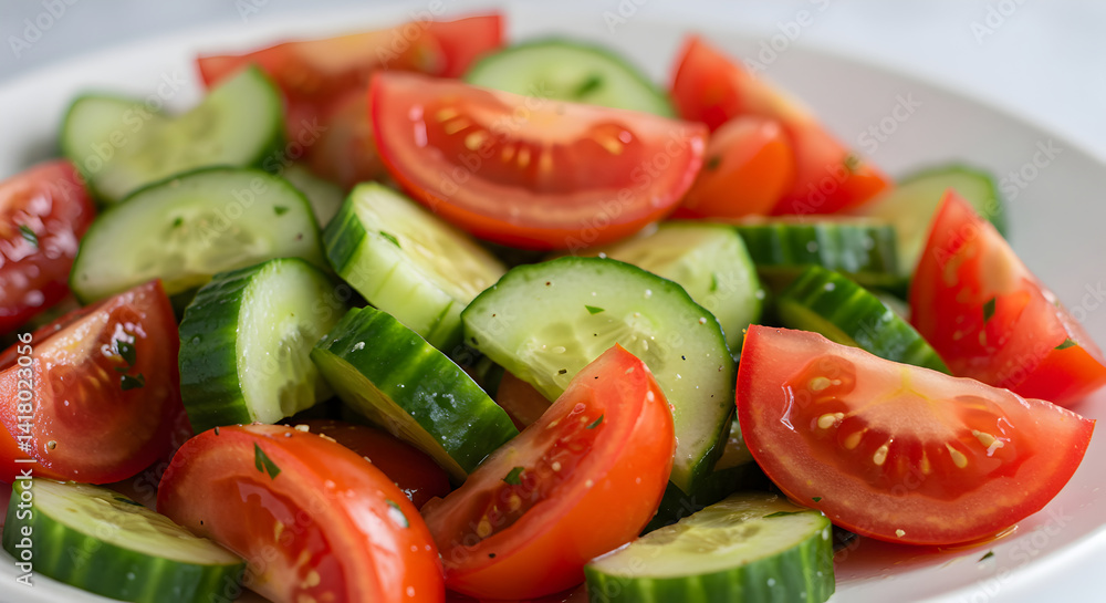 Fresh Delight Awaits A Simple Cucumber And Tomato Salad On White Fresh Delight Awaits A Simple Cucumber And Tomato Salad On White