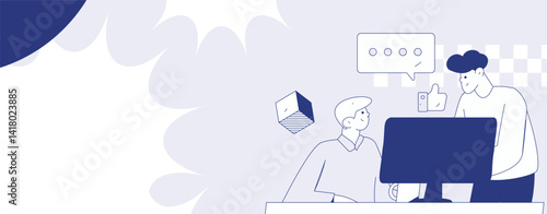 Flat vector illustration of business people operating work scene
