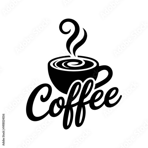Coffee Delight: An artistic rendering of a steaming coffee cup, the aroma rising gracefully, paired with the word "Coffee" in a stylish script, evokes the comfort and delight of a perfect brew.