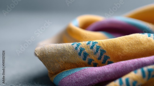 close-up of vibrant south african cultural textile with intricate patterns