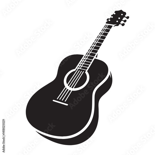 Sacred Guitar silhouette, worship in notes – Guitar illustration – Minimalist Guitar vector – Musical instrument silhouette

