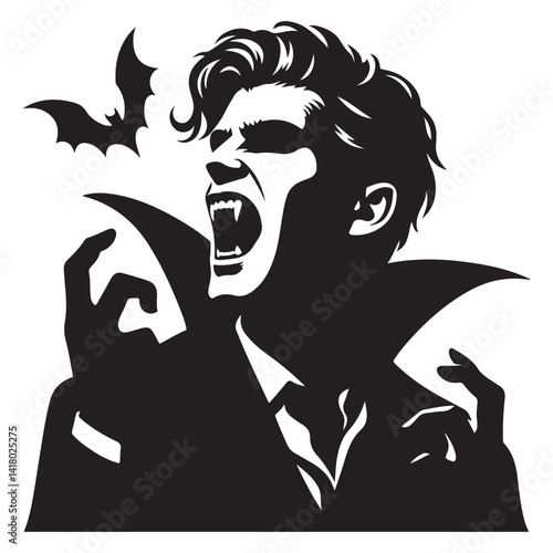 Vampire Silhouette Illustration for Halloween and Gothic Themes
