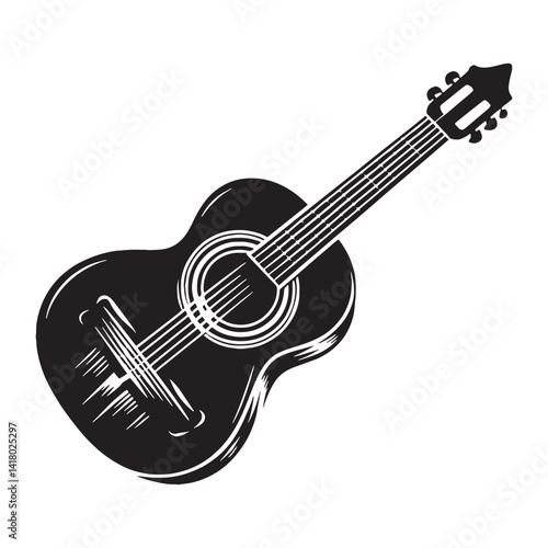 Rock Guitar silhouette, anthem of energy – Guitar illustration – Minimalist Guitar vector – Musical instrument silhouette

