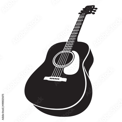 Fingerstyle Guitar silhouette, intricate sound – Guitar illustration – Minimalist Guitar vector – Musical instrument silhouette

