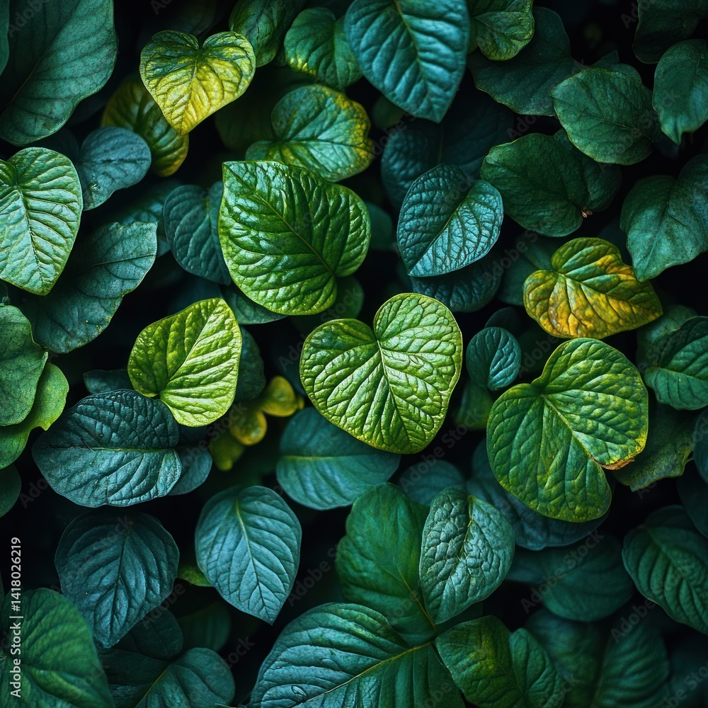 custom made wallpaper toronto digitalClose-up of many green leaves with varying shades and textures.