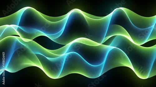 Mesmerizing Abstract Waveform Animation with Vibrant Green and Blue Colors