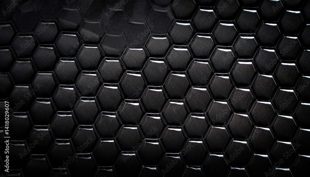 Obraz premium Black honeycomb Carbon fiber background black texture