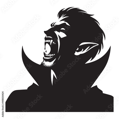 Eerie Vampire Silhouette Illustration Design for Halloween and Horror Theme