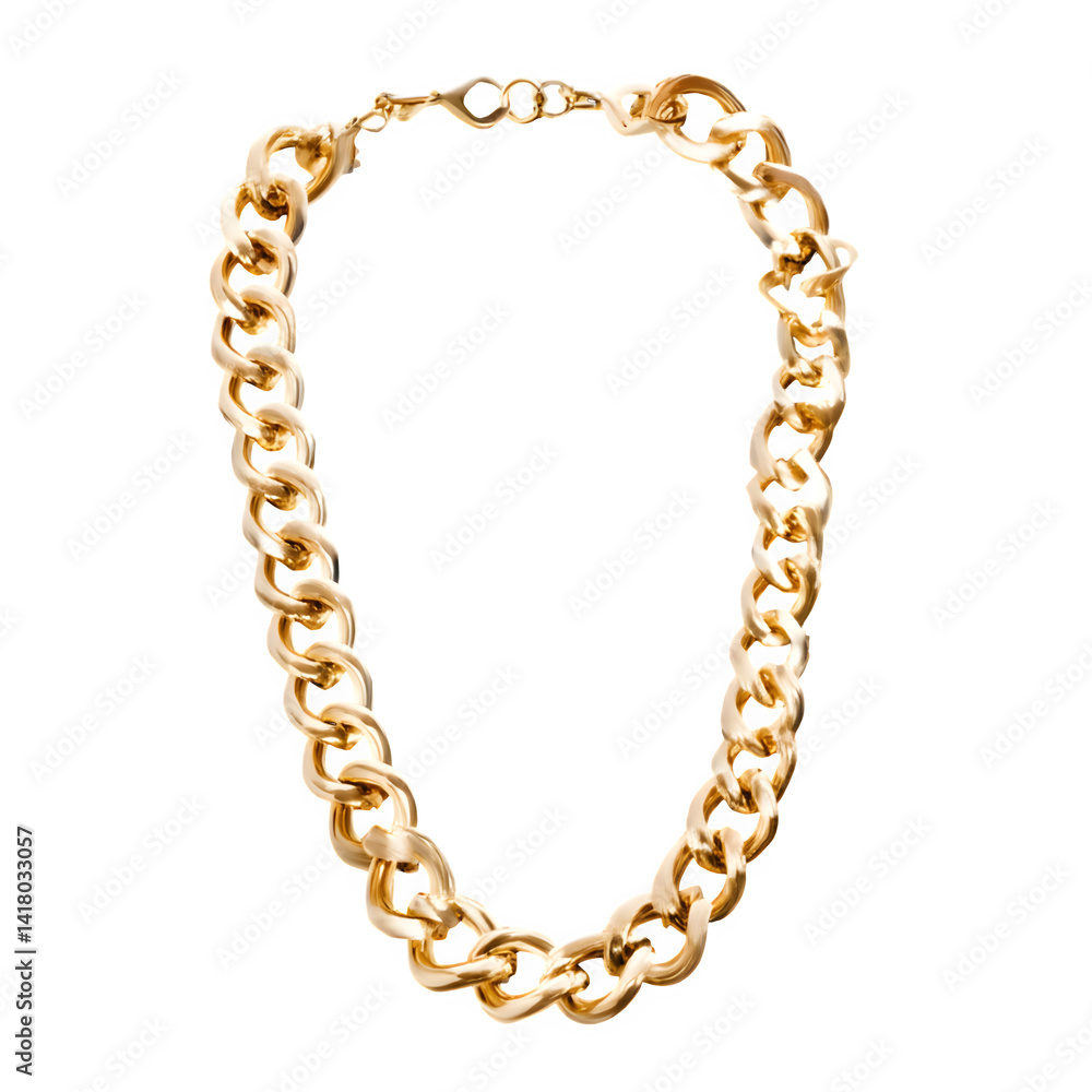 Obraz premium Gold chain necklace mockup isolated on transparent background