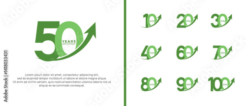 set of anniversary logo flat green color on white background for celebration moment
