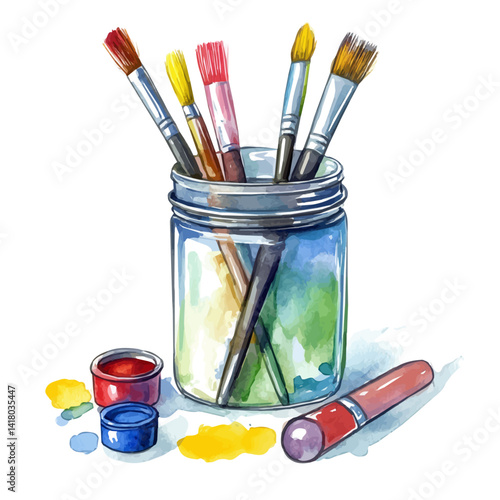 watercolor of Jar Of, vector, isolated on a white background.
