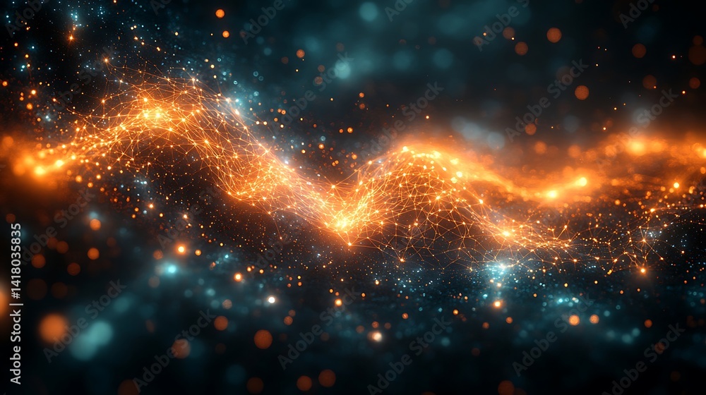 Abstract digital illustration of swirling, fiery particles. Abstract digital illustration of swirling, fiery particles.